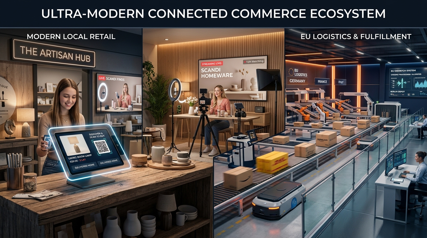 Solumondo Connected Commerce Ecosystem — Streamer, Lokaler Shop und EU-Fulfillment